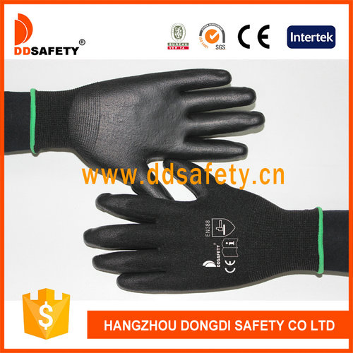 Black nylon with black PU glove-DPU117